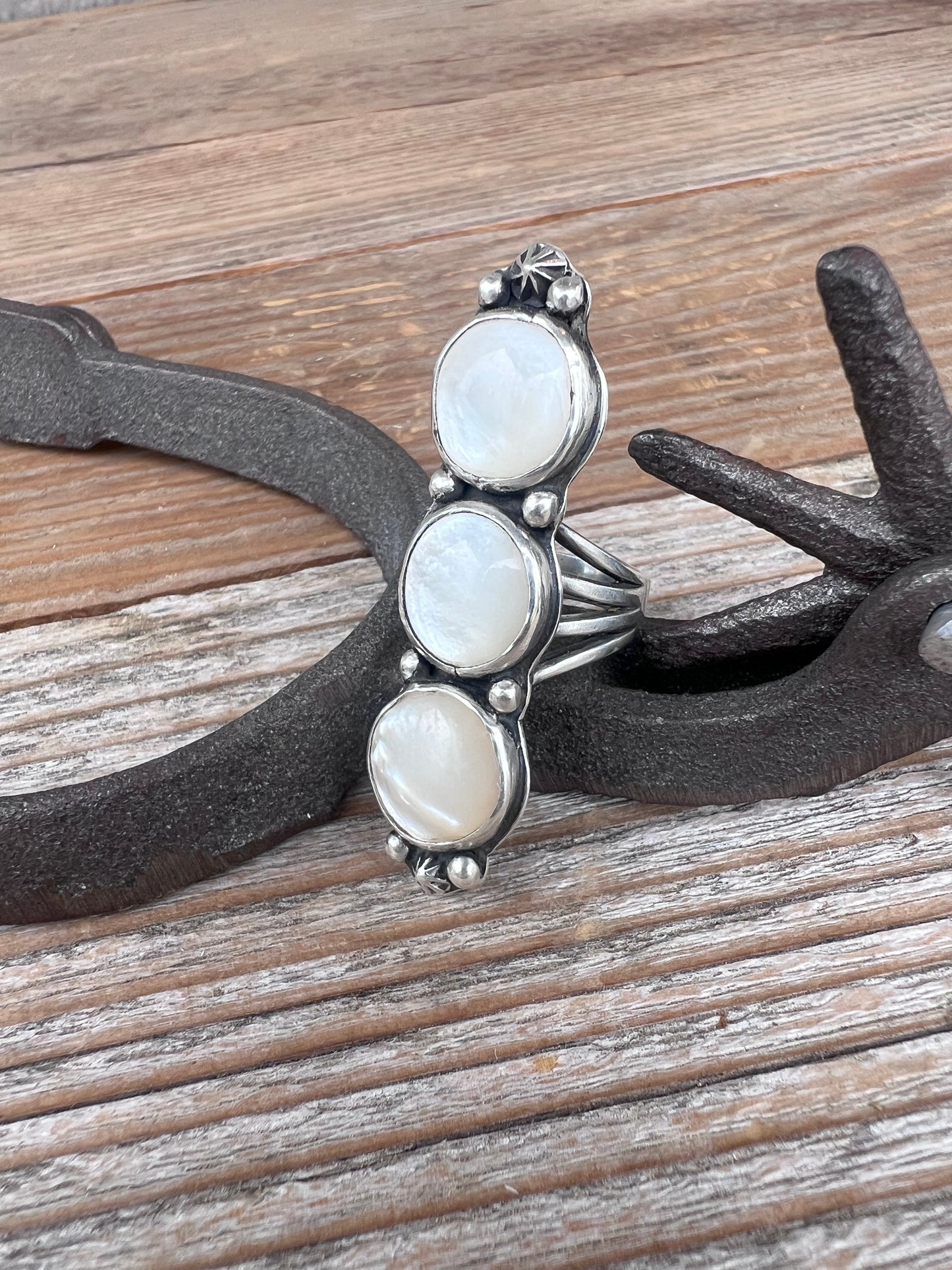 Mother of Pearl Trio Ring