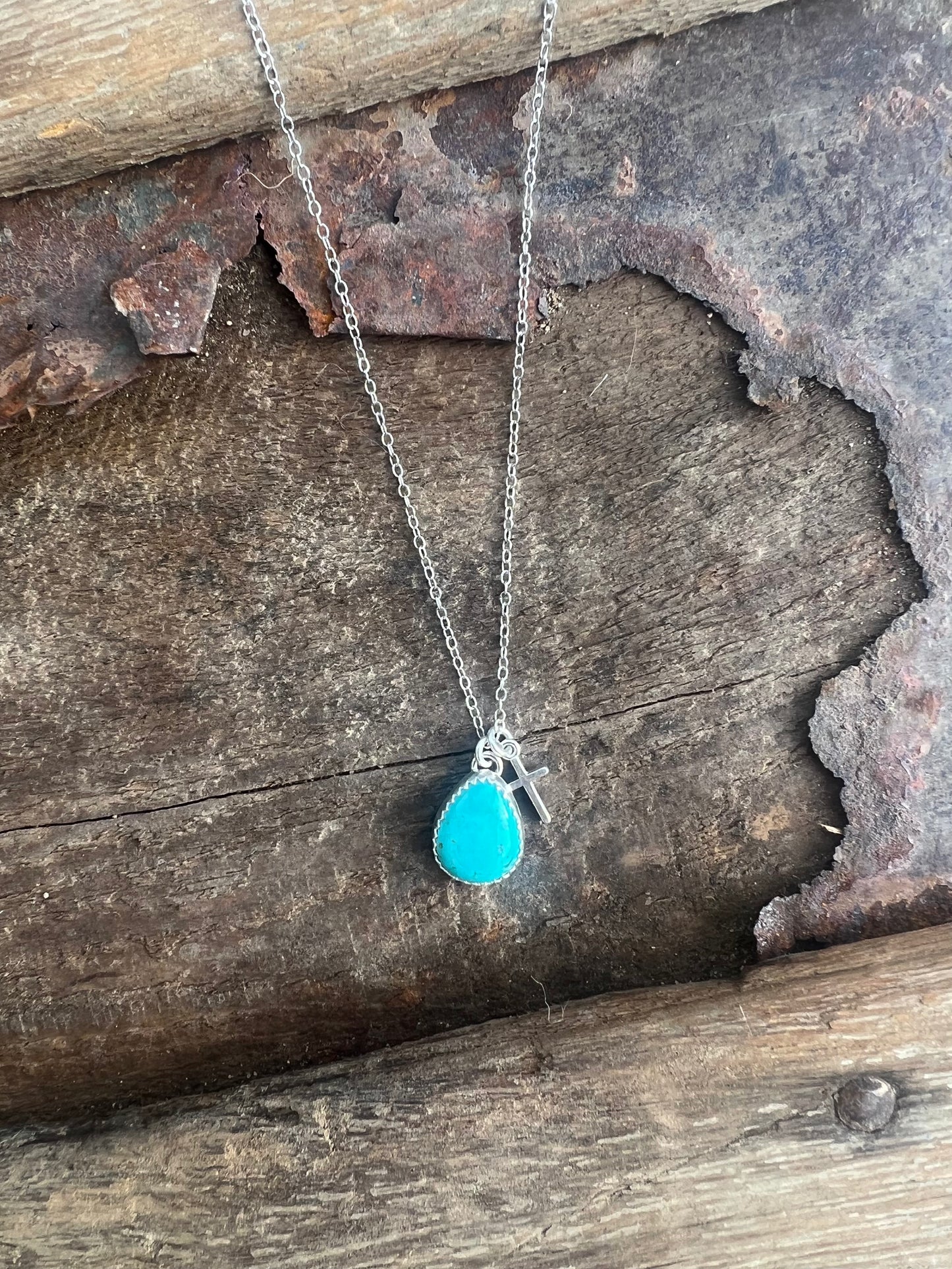 Dainty Turquoise Cross Necklace
