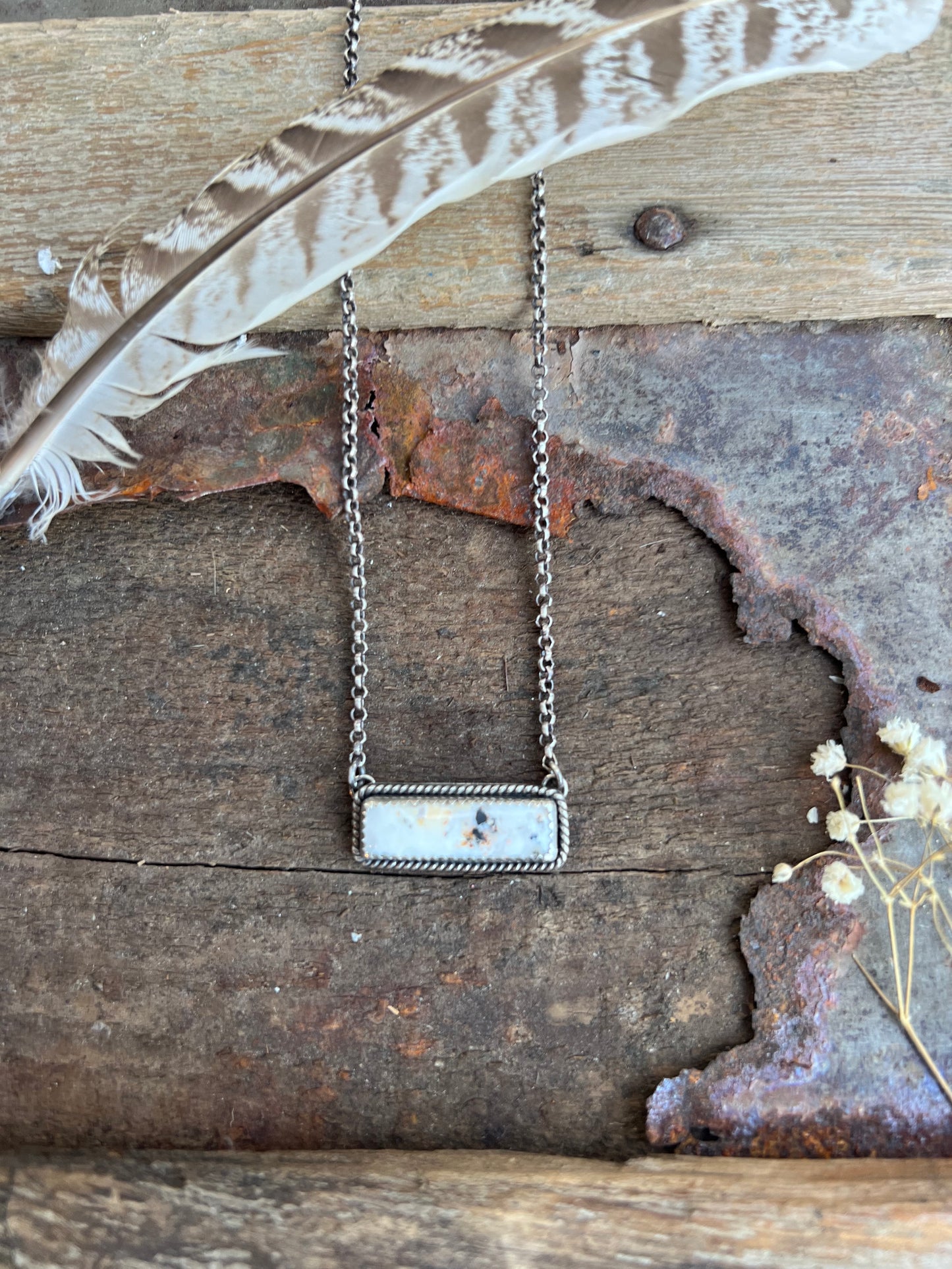 White Buffalo Bar Necklace