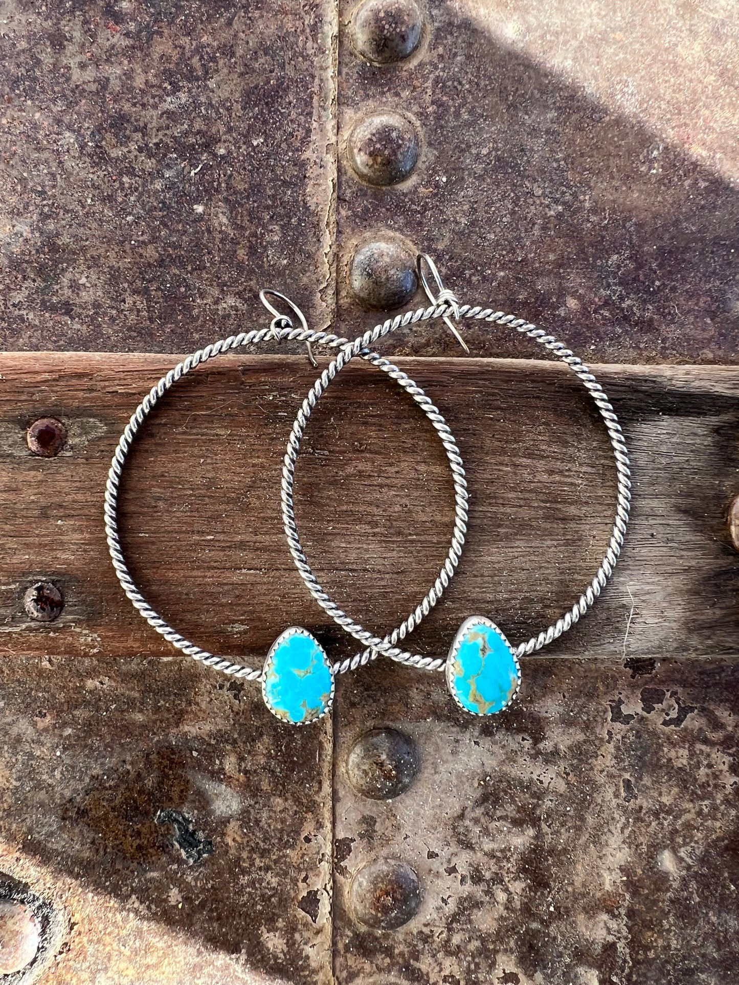 Turquoise Drop Hoops