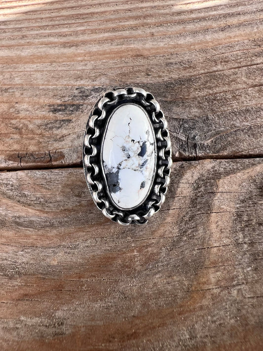 White Buffalo Chain Ring